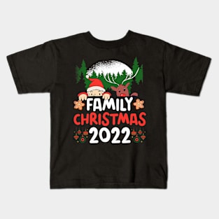 Family Christmas 2022 Matching Shirts Squad Santa Reindeer Funny Christmas Kids T-Shirt